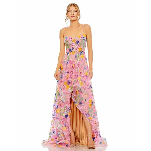Mac Duggal Dresses & Skirts - NWT Mac Duggal 2 Pink 68516 Floral Sequin Lace High Low Formal Party Prom Dress